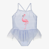 Girls Purple Flamingo Swimsuit