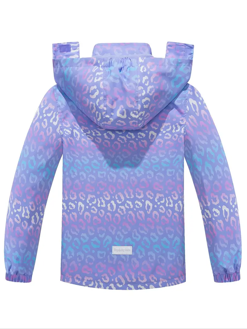 Girls Camouflage Rain Waterproof Jacket With Detachable Hood