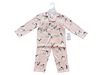 2PC VELOUR NOTCH COLLAR PJ SET WITH PENGUINS PRINT