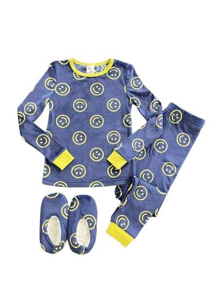 3 Piece Set Long Sleeve Pajama with Bonus Cozy Slipper For Boy