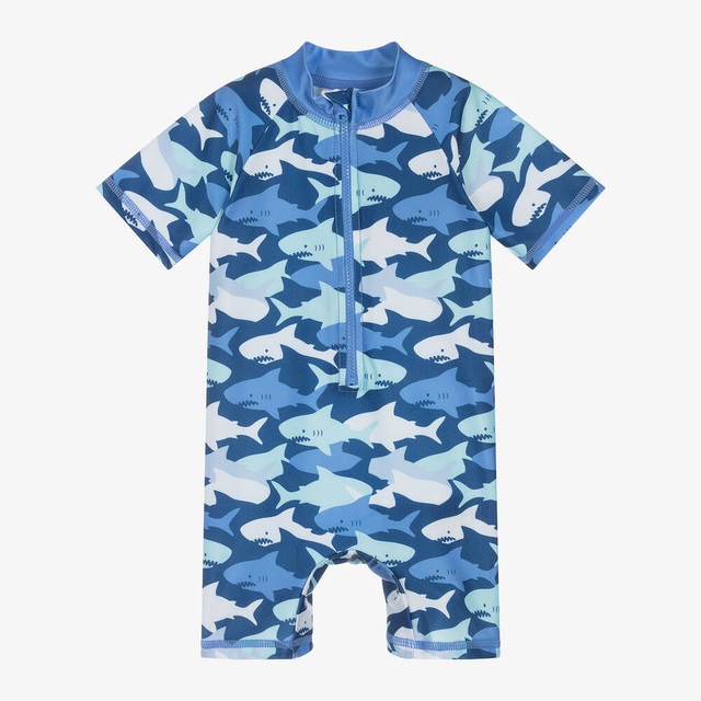 Boys Blue Sharks Sun Suit (UPF50+)