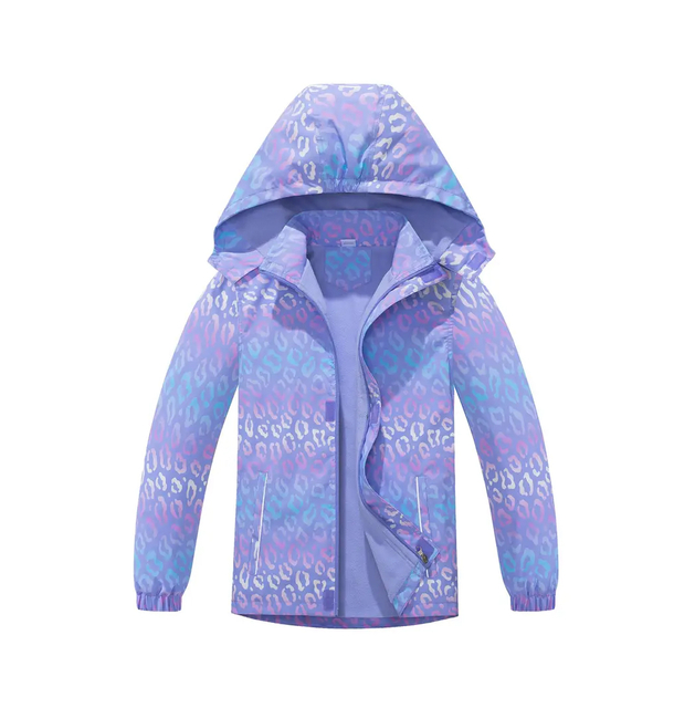 Girls Camouflage Rain Waterproof Jacket With Detachable Hood