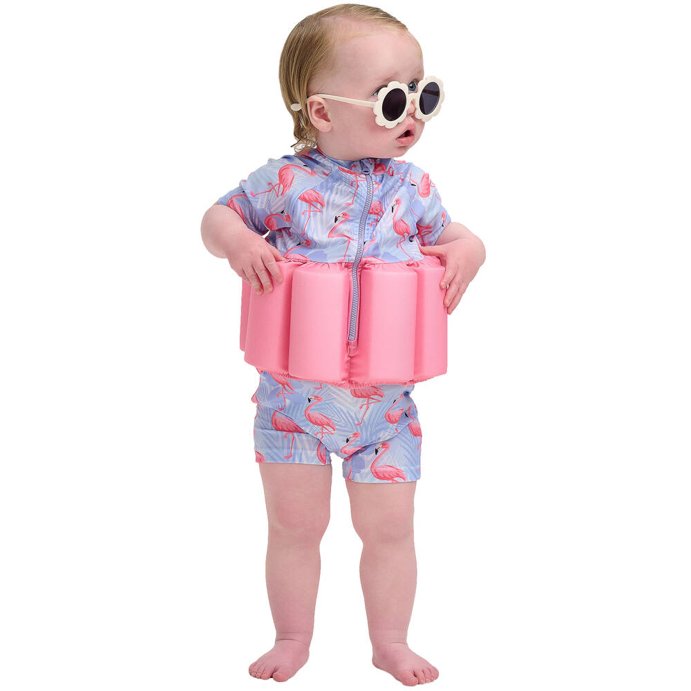 Girls Purple Flamingo Float Suit (UPF50+)