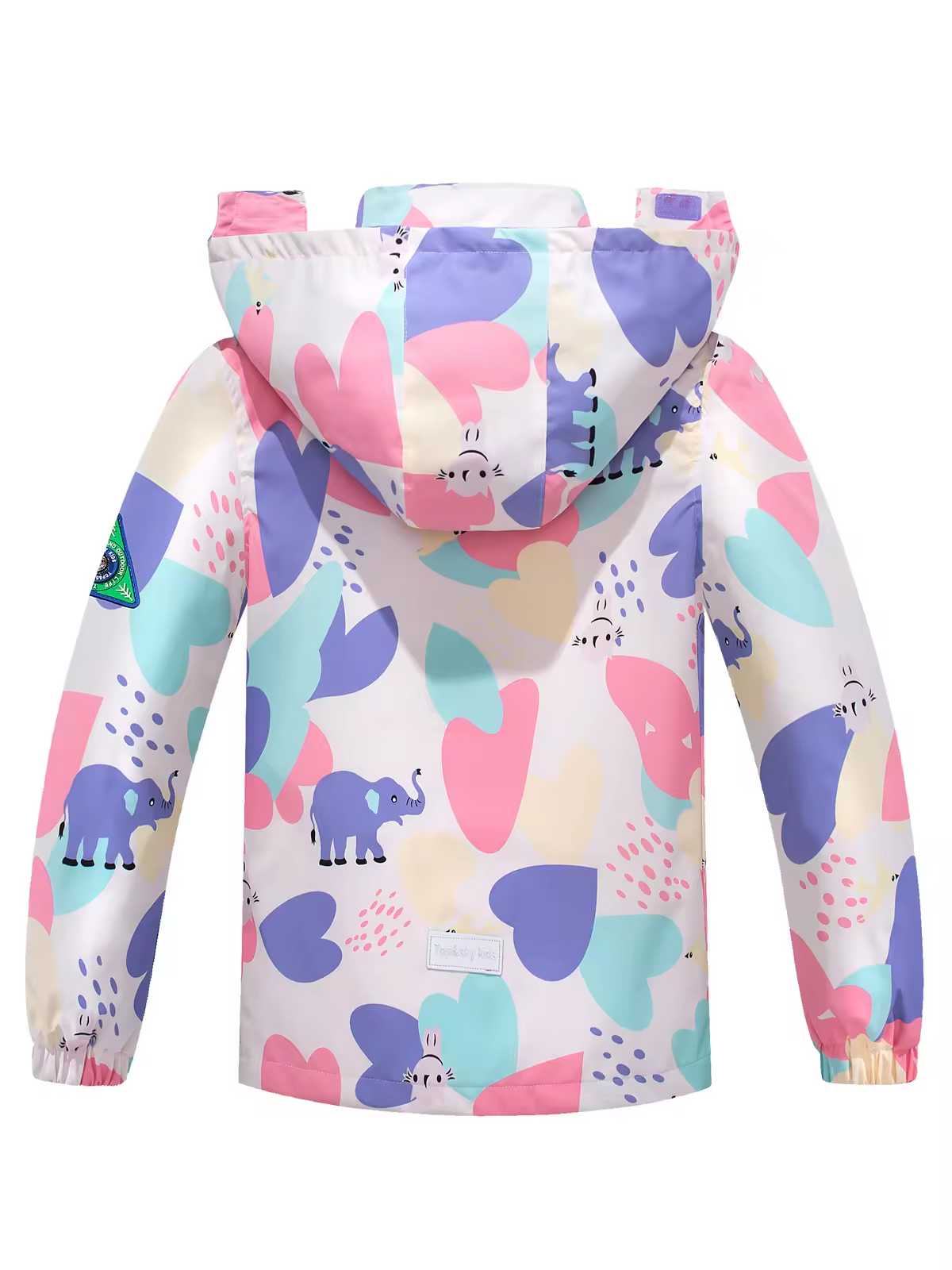 Elephant Print Waterproof Girls Windbreaker Jackets