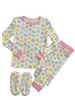 3 Piece Set Long Sleeve Pajama with Bonus Cozy Slipper